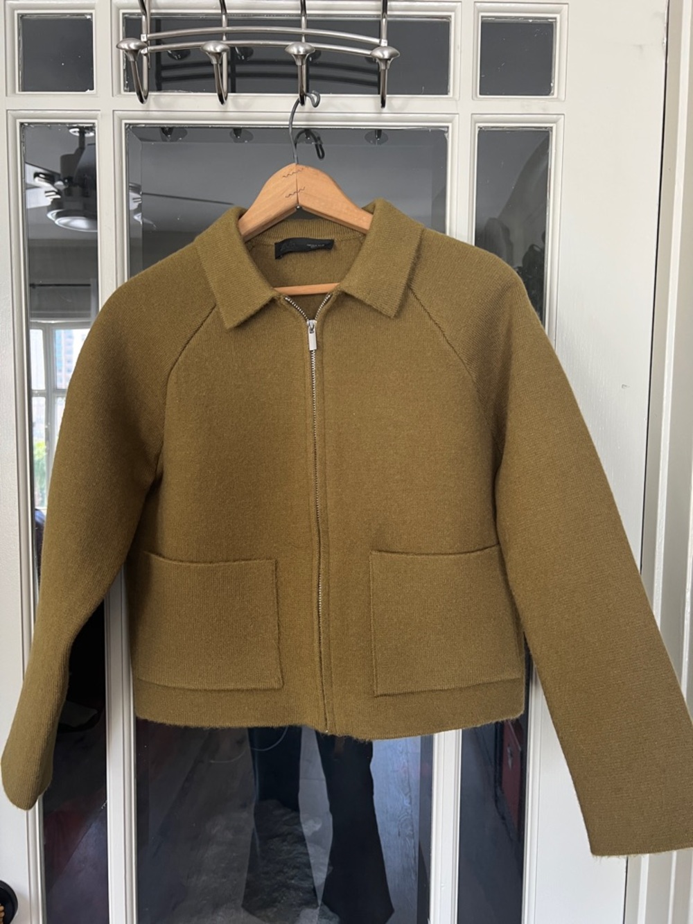Zara Mustard Zip-Front Wool Jacket